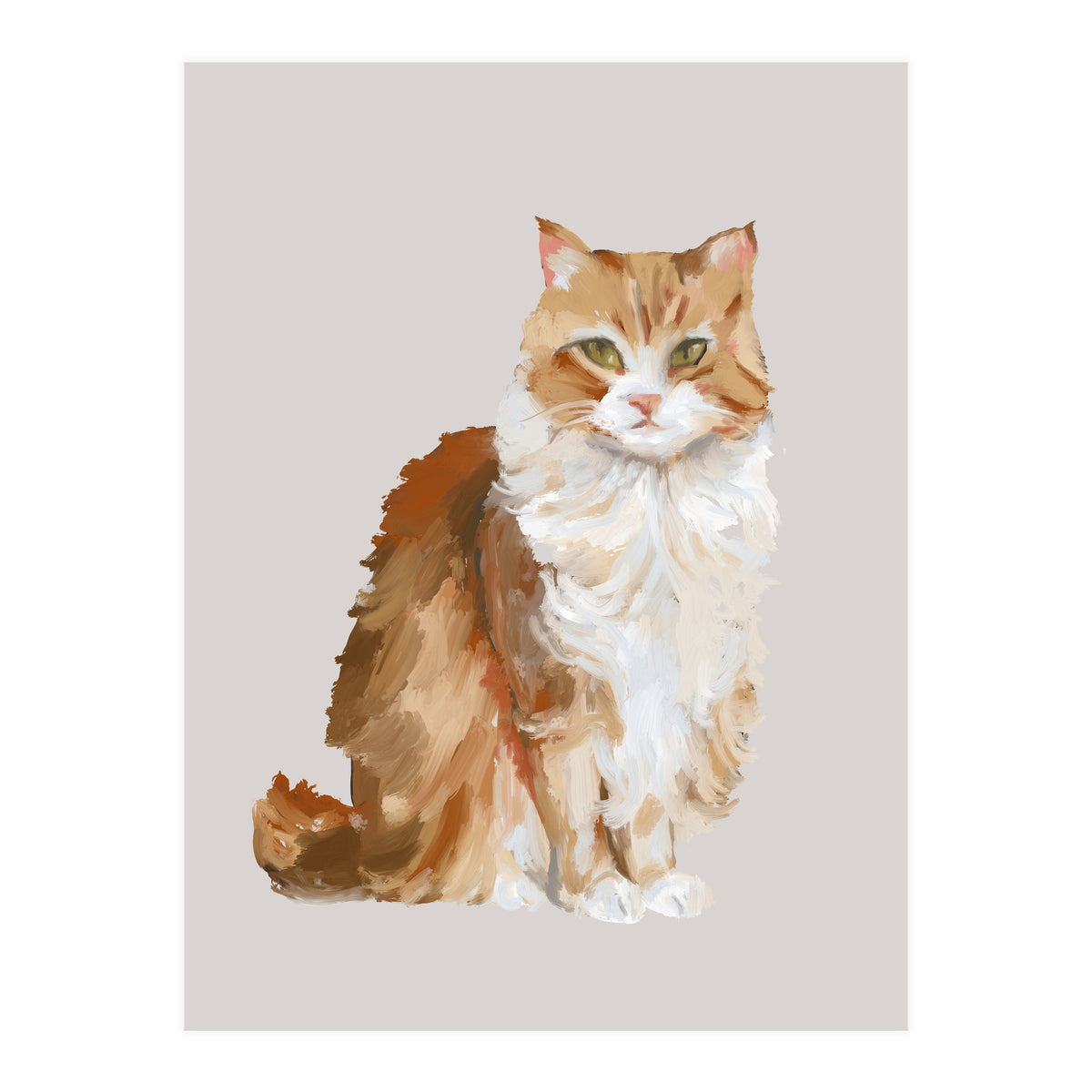 Handpainted messy oil painting of furry baby cat  (Print Only)