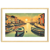 Vintage Harbor Sunset Poster
