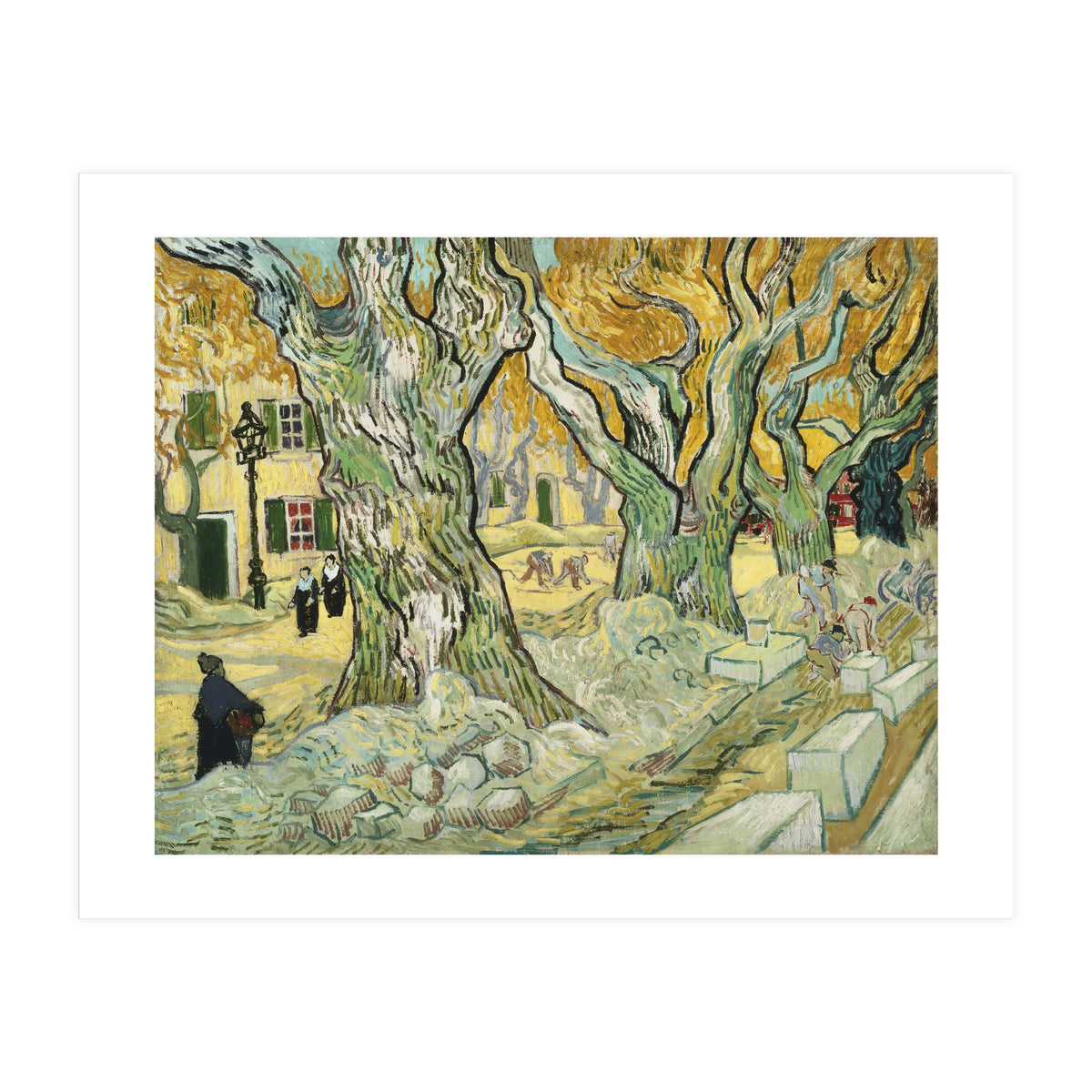 VINCENT VAN GOGH: The Road Menders. Date/Period: 1889. Painting. Oil on canvas. (Print Only)