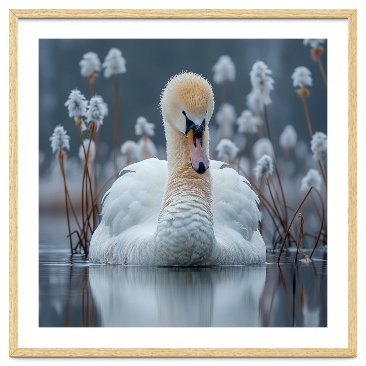 Swan Floating Serene On Calm Water