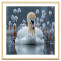 Swan Floating Serene On Calm Water