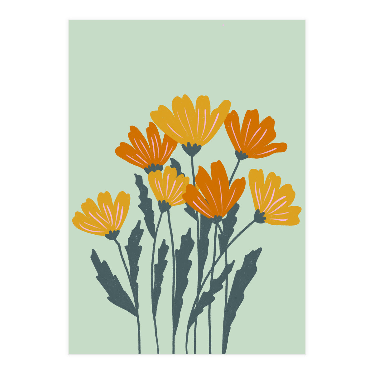 Orange and Yellow Flowers (Print Only)