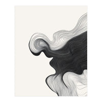 Abstract Black And White Wavy Lines Flowing Organic Shape (Print Only)
