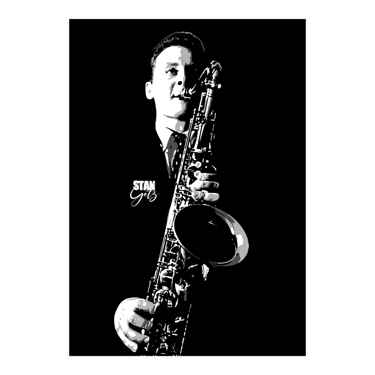 Stan Getz American Jazz Saxophonist in Grayscale (Print Only)