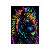 Lion Colored Neon Art (Print Only)