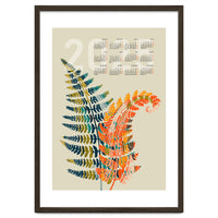 Calendar 2025 colorful fern leaves