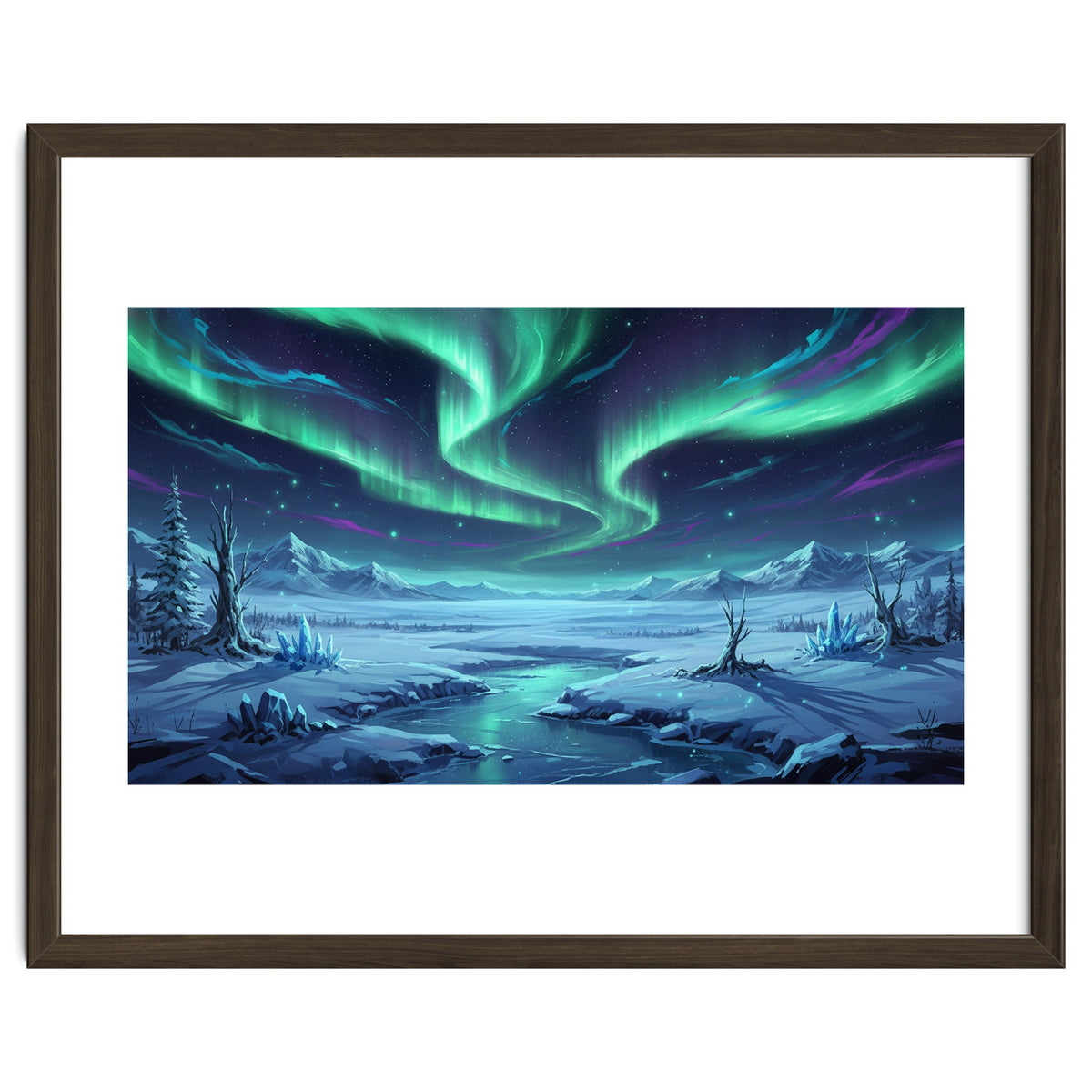 Arctic Glow: Northern Lights Winter Landscape