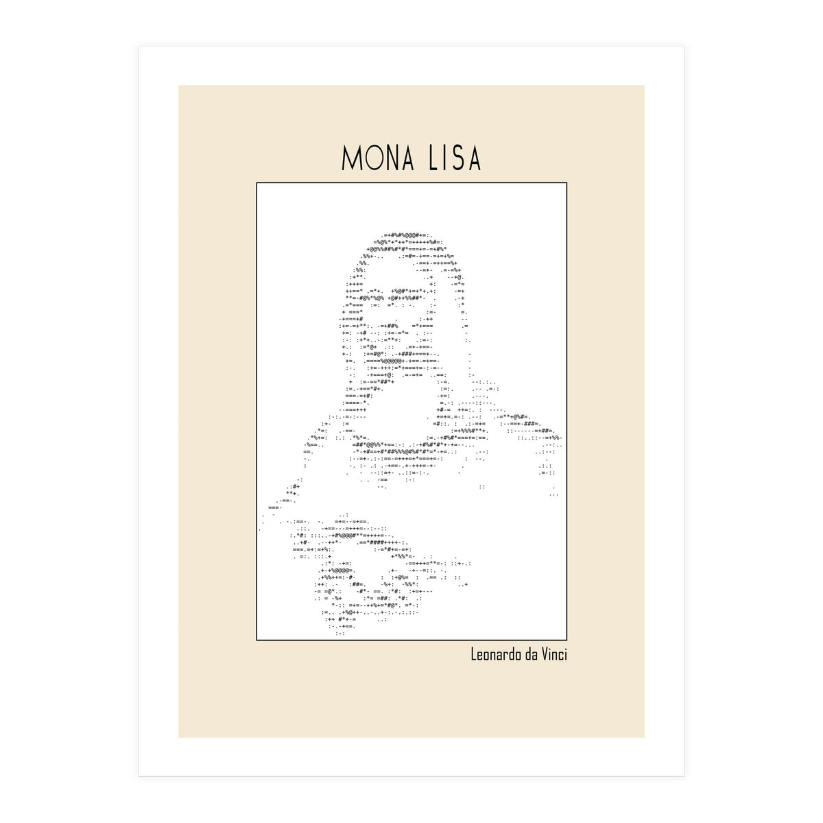 Mona Lisa – Leonardo Da Vinci Ascii Art (Print Only)