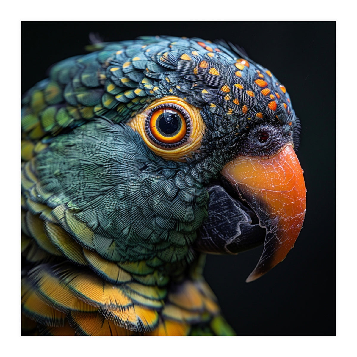 Close Up Of A Colorful Parrot's Face (Print Only)