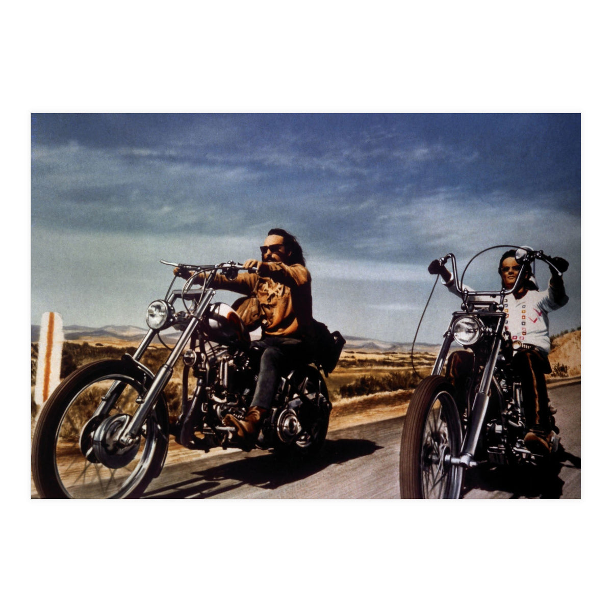 DENNIS HOPPER and PETER FONDA in EASY RIDER (1969), directed by DENNIS HOPPER. (Print Only)