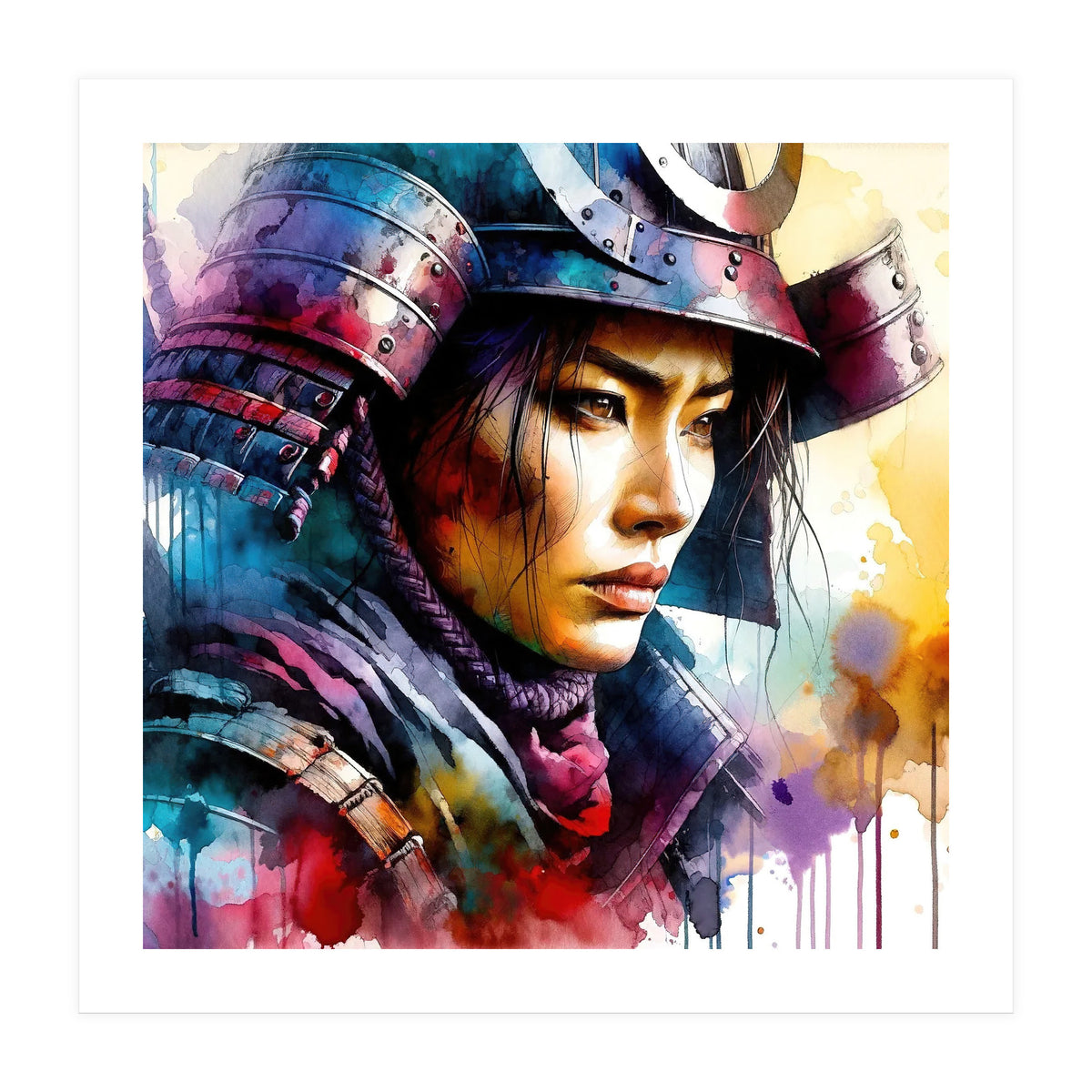 Samurai Asian Warrior Woman Portrait (Print Only)