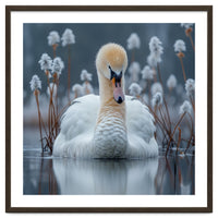 Swan Floating Serene On Calm Water
