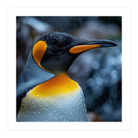 Close Up Of King Penguin In The Rain (Print Only)