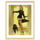 Pinup Girl In Black Dress On A Hall Experiencing Sudden Wind thumbnail