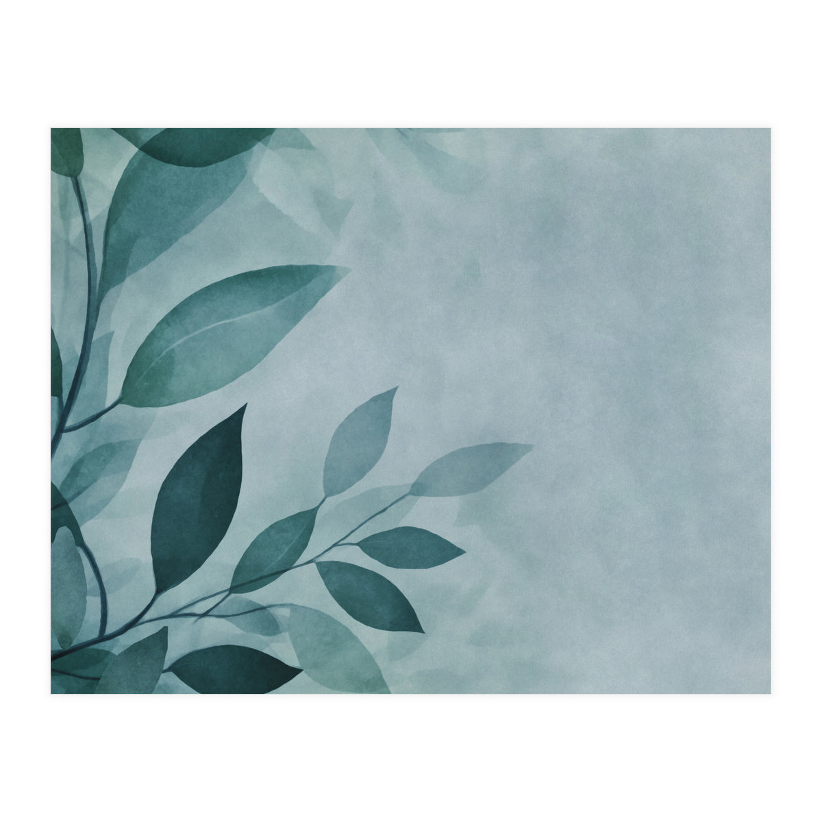 Gentle Leaf Whispers Teal (Print Only)