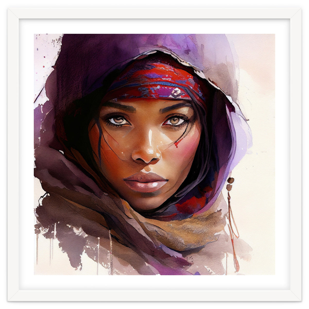 Amethyst Hood Tuareg Woman Portrait