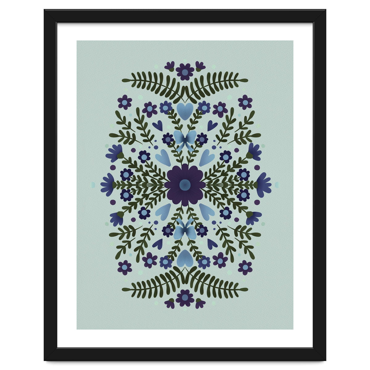 Flowers And Bows Blue And Green