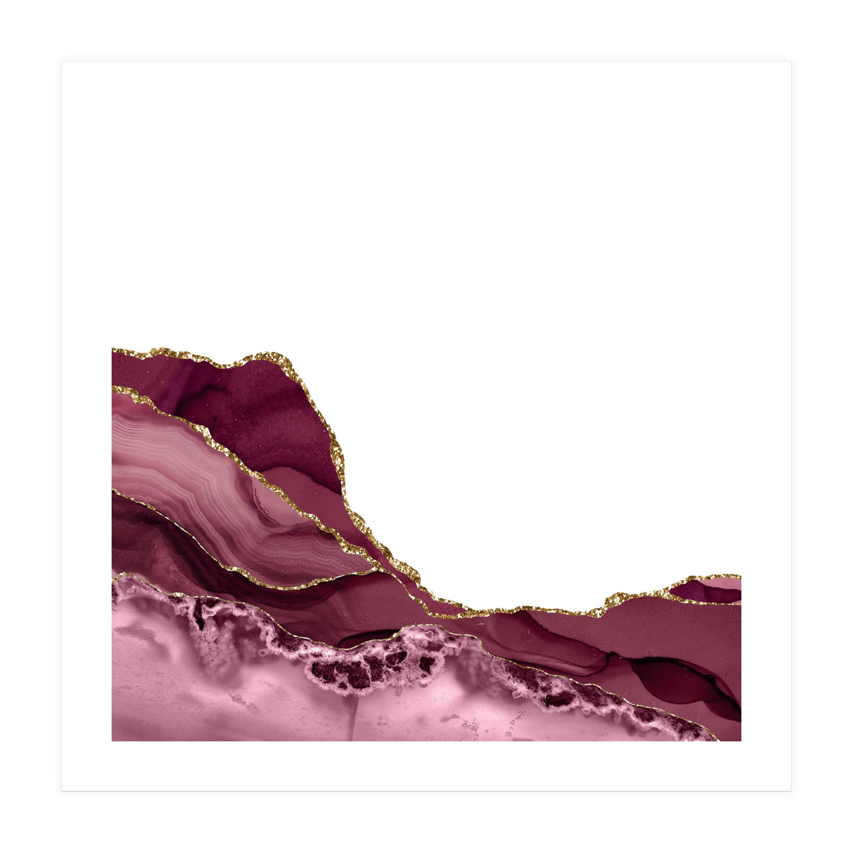 Burgundy & Gold Agate Texture 23  (Print Only)