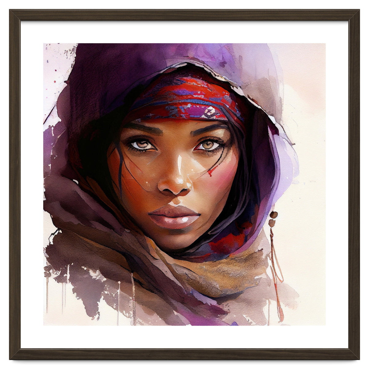 Amethyst Hood Tuareg Woman Portrait