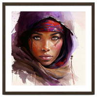Amethyst Hood Tuareg Woman Portrait