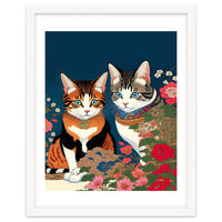 The Perfect Companion, Cute Cats Japanese Pets, Whimsical Animals Cat Vintage Love Friends Together