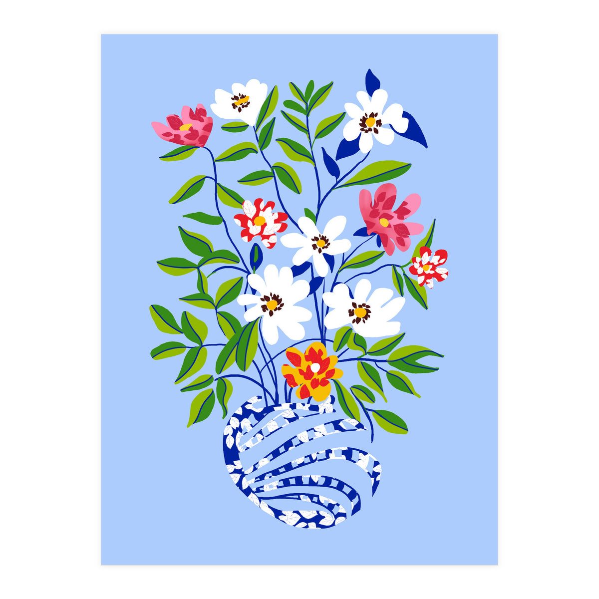 The Floopy Planter, Abstract Flower Pot Illustration, Pop Bohemian Eclectic Botanical, Flower Colorful Blossom (Print Only)