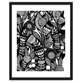 African Tribal, Black & White Abstract Drawing Sketch Line Art, Rustic Botanical Illustration, Bohemian Eclectic Scandinavian Vintage Bold thumbnail