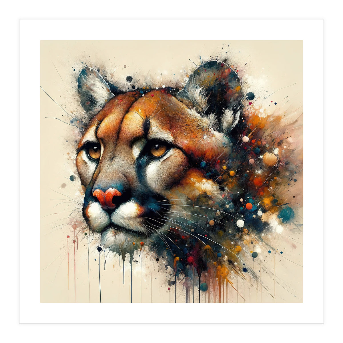 Watercolor Cougar Portrait (Print Only)