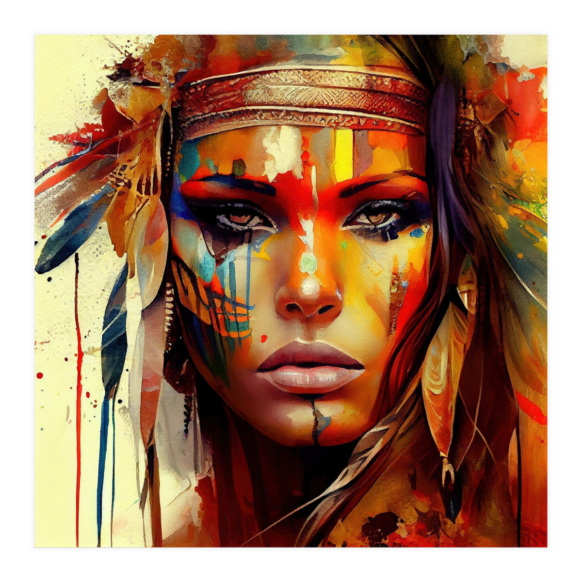 Powerful American Native Woman #6 (Print Only)