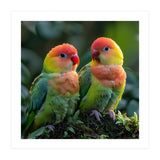 Lovebirds Perched Together On Mossy Branch (Print Only) thumbnail