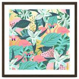 Flamingo Tropical, Colorful Modern Bohemian Eclectic Jungle Graphic Design, Blush Forest Gold Floral thumbnail