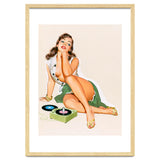 Sexy Pinup Woman Posing With Record Player thumbnail