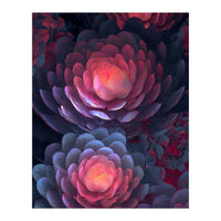 Ethereal Neon Blooms: Intricate 3D Floral Fractal Art (Print Only)