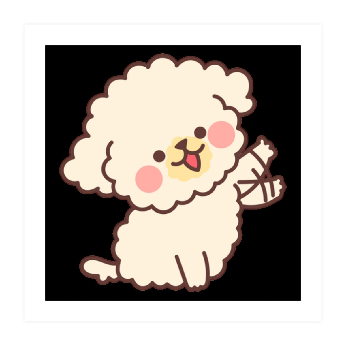 Cute Dog Happily Waving His Paw  (Print Only)
