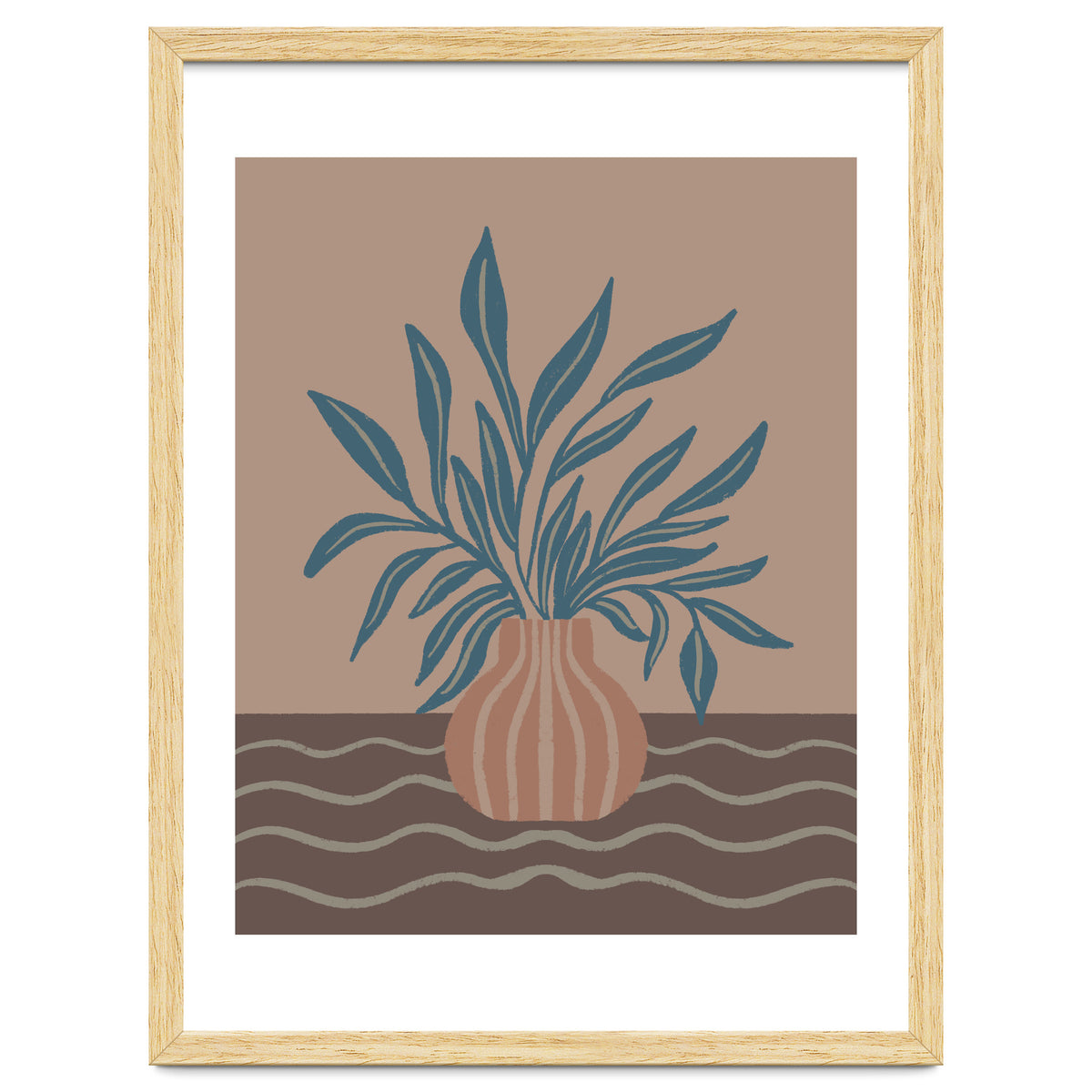 Modern Vase with Tropical Leaves