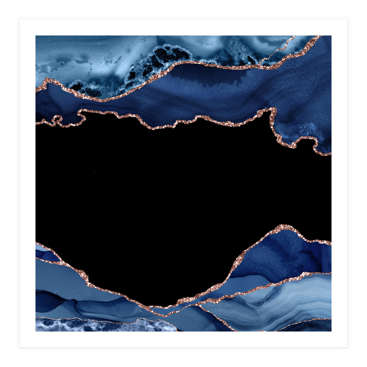 Navy & Rose Gold Agate Texture 18 (Print Only)