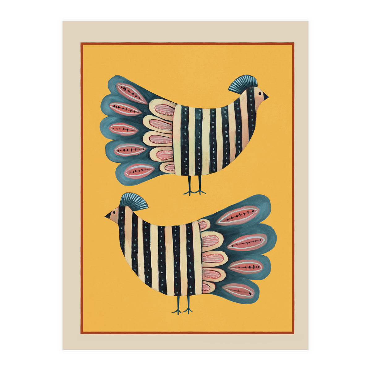 Striped Bird Pair II (Print Only)