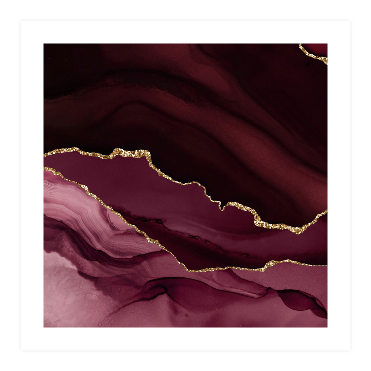Burgundy & Gold Agate Texture 12 (Print Only)