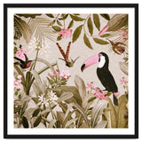 Vintage Exotic Birds Sepia Rainforest Flower Jungle thumbnail