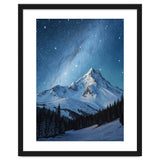 Majestic Snow-Capped Mountain Peak Under a Brilliant Starry Night Sky thumbnail
