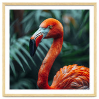 Close Up Of A Vibrant Orange Flamingo Bird