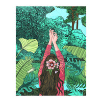 Comic Book Jungle | Tropical Banana Leaves Travel | Line Art Forest Botanical Illustration (Print Only)
