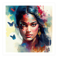 Azure Butterflies Hindu Portrait (Print Only)