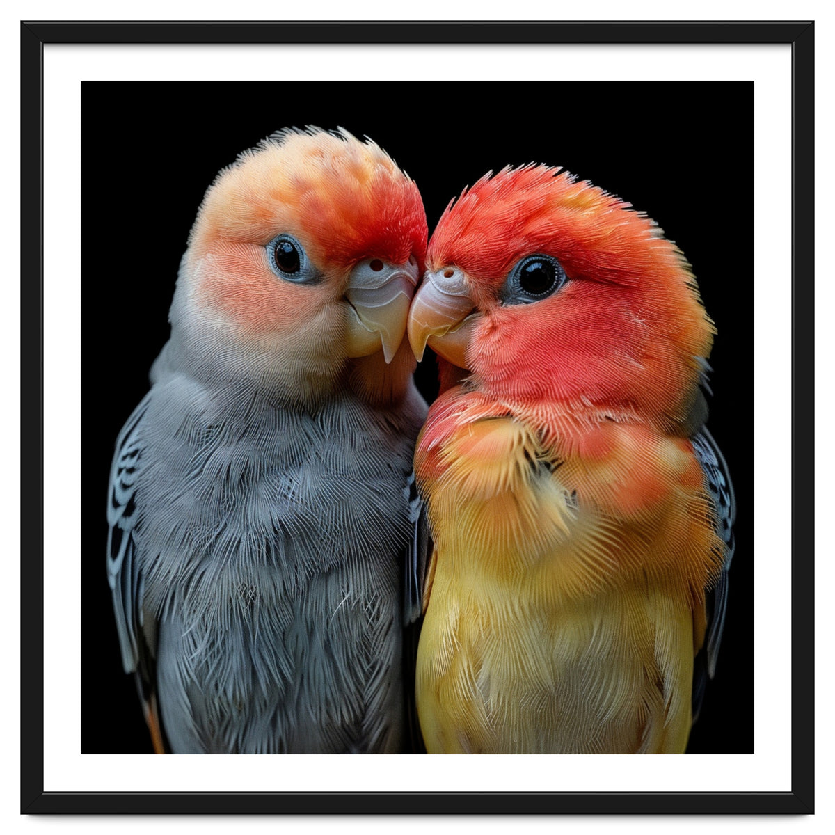 Two Lovebirds Nuzzle Together