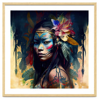 Floral Native Asian Warrior Portrait