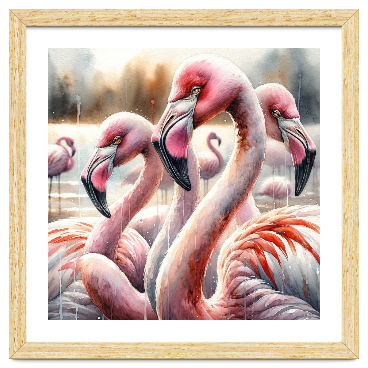Watercolor Flamingos