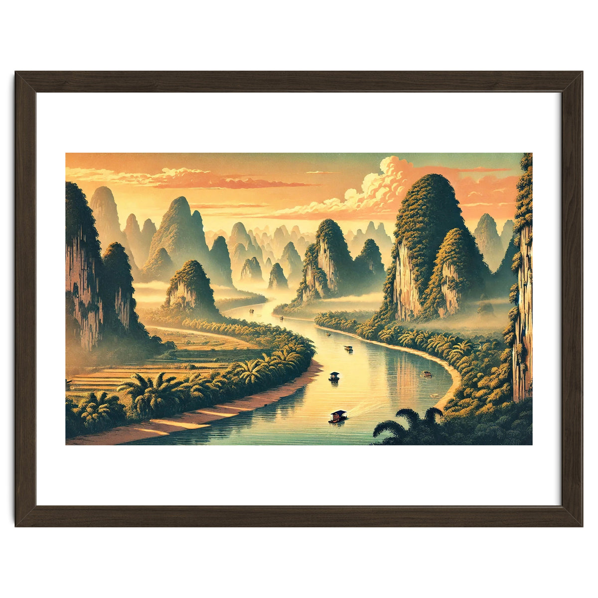 Vintage China, Guilin Karst Mountains Poster