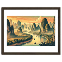 Vintage China, Guilin Karst Mountains Poster