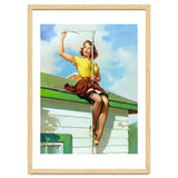 Pinup Sexy Girl Setting Up The Antenna On The Roof thumbnail