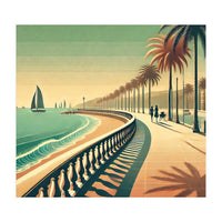 Vintage Coastal Promenade Poster (Print Only)